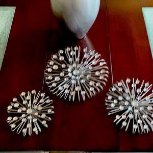 3 silver and gem wall hangings